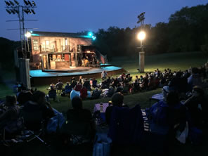 Photo of stage and audience on Mayslake lawn