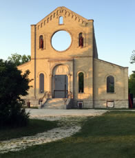 Photo of the front of the monestary church